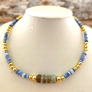 Natural Blue Peruvian Opal Necklace For The Metaphysical Or Bohemian